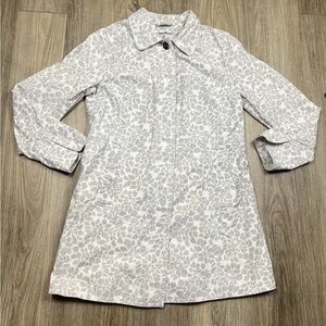 Eddie Bauer Gray and White Leaf Print Jacket